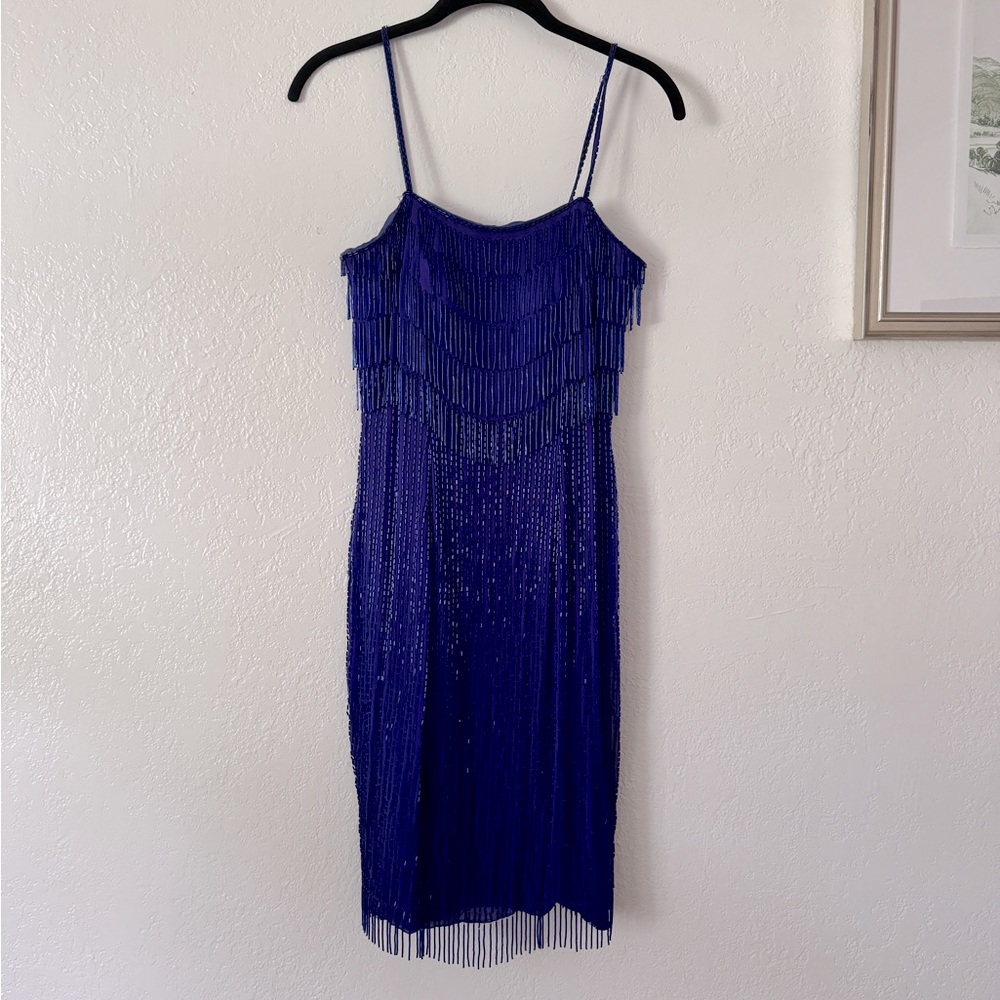 Vintage purple beaded fringe dress